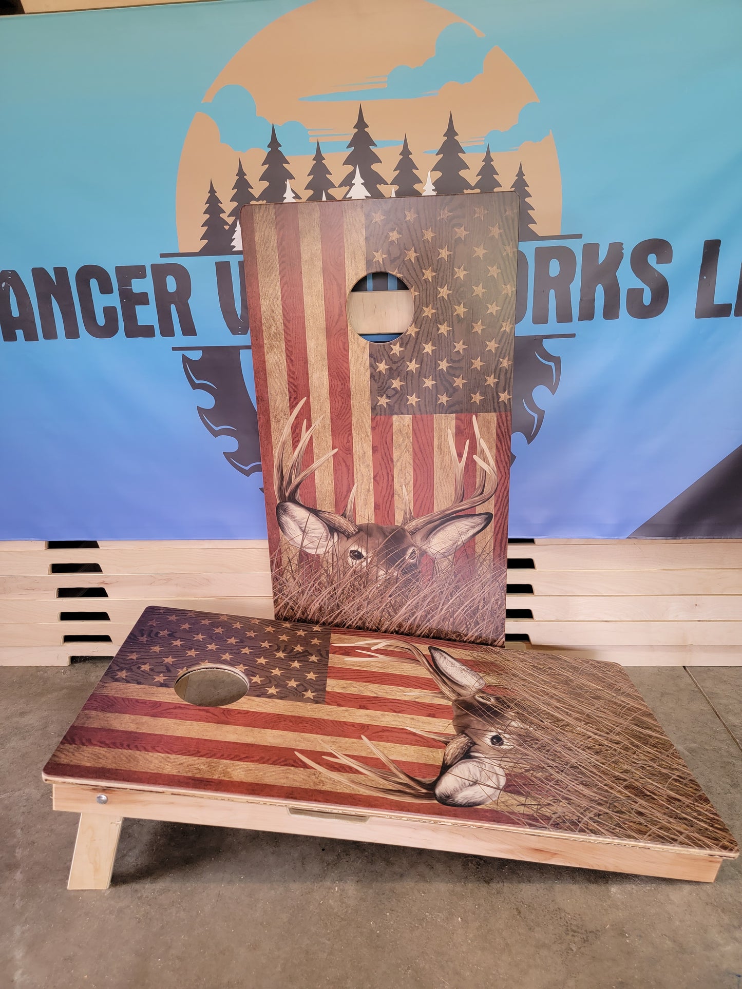 Patriotic Deer Cornhole Boards