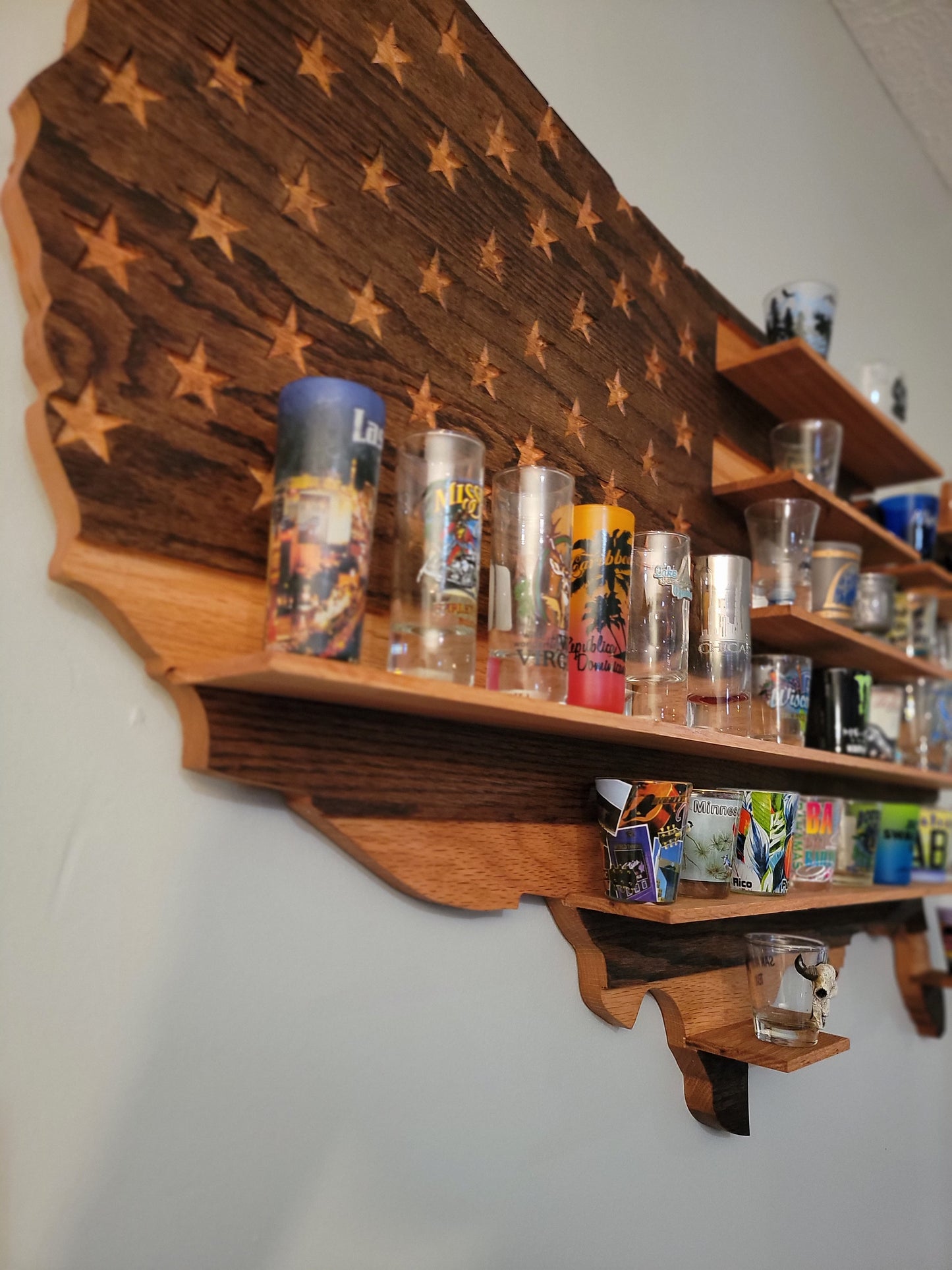 U.S. Flag Shot Glass Display