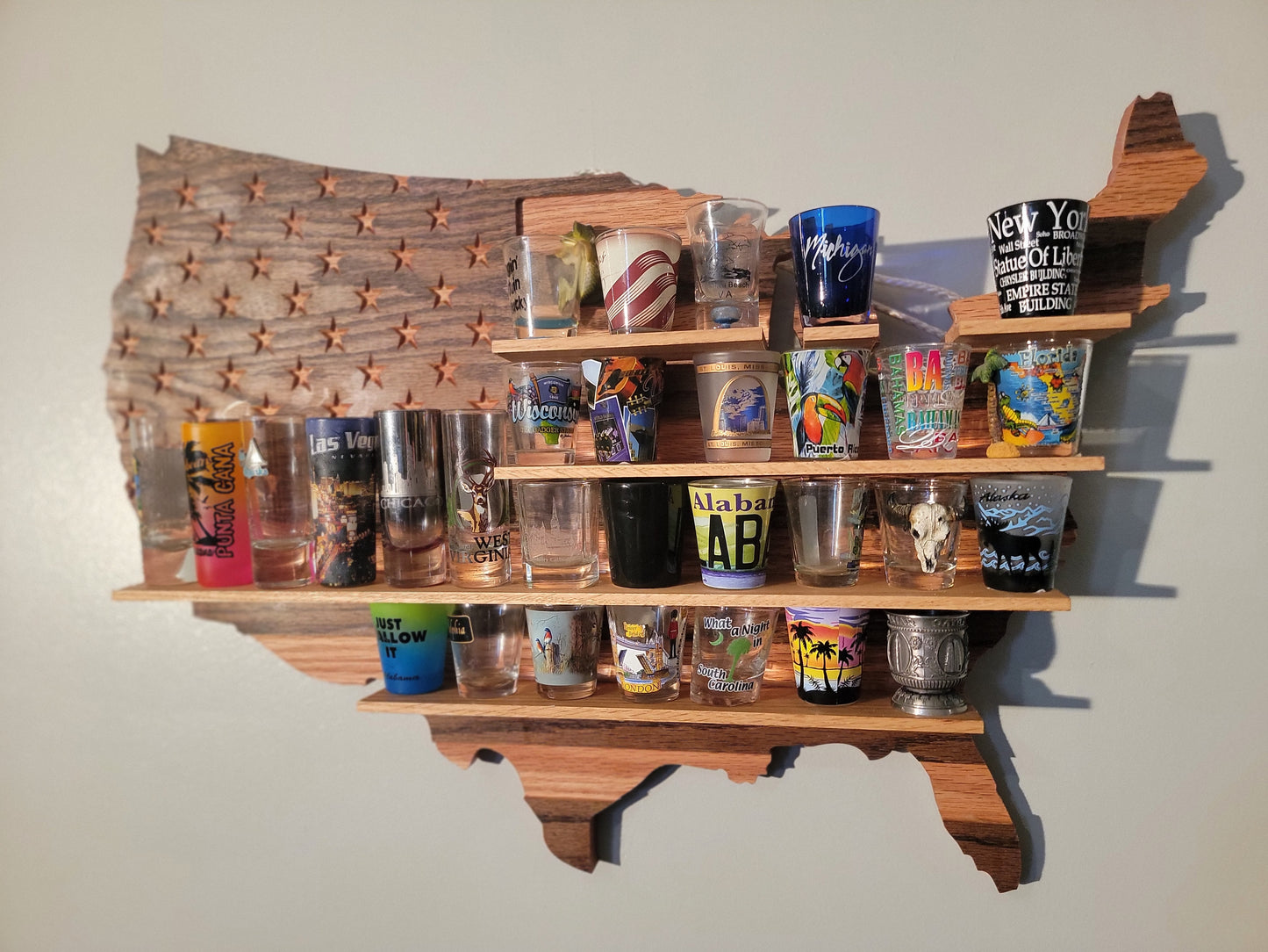 U.S. Flag Shot Glass Display
