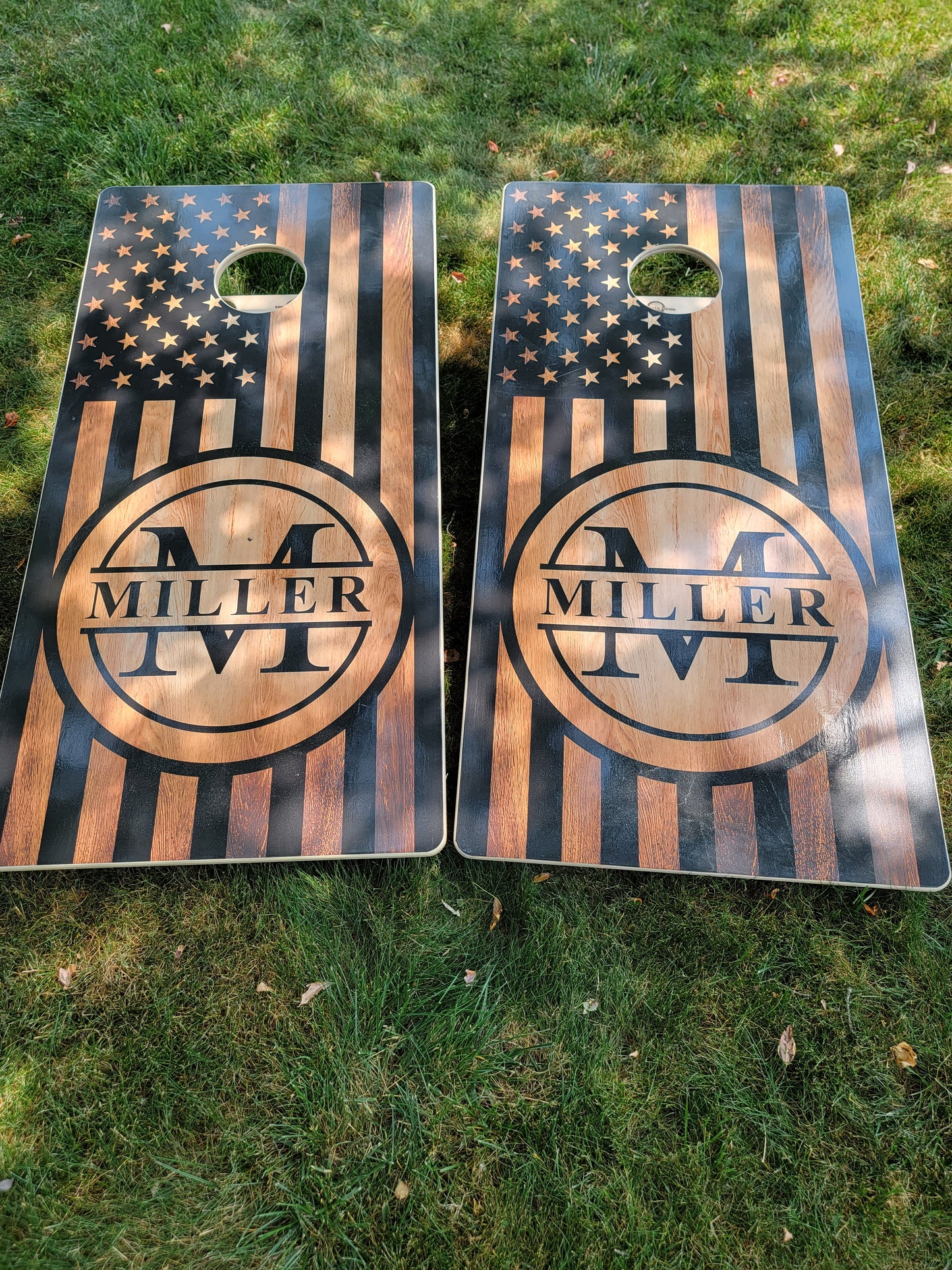 Burnt Wood Name Cornhole Boards