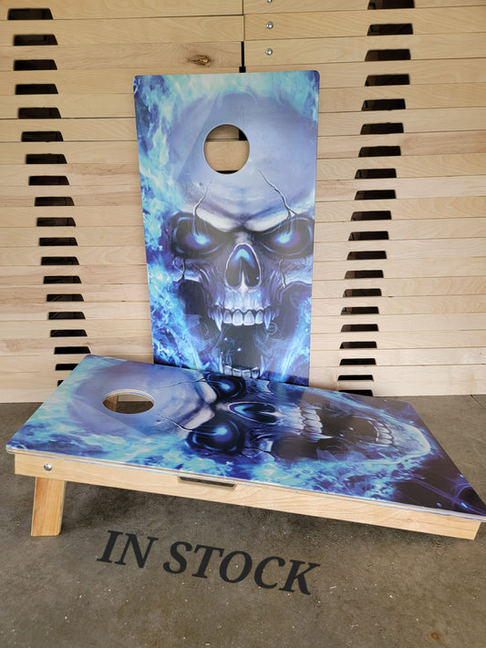 Blue Skull Cornhole Boards