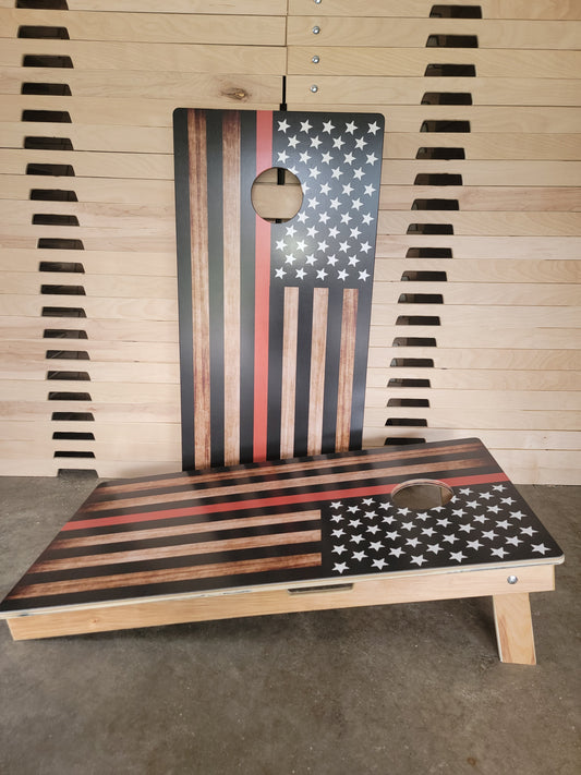 Red Line Flag Cornhole Boards