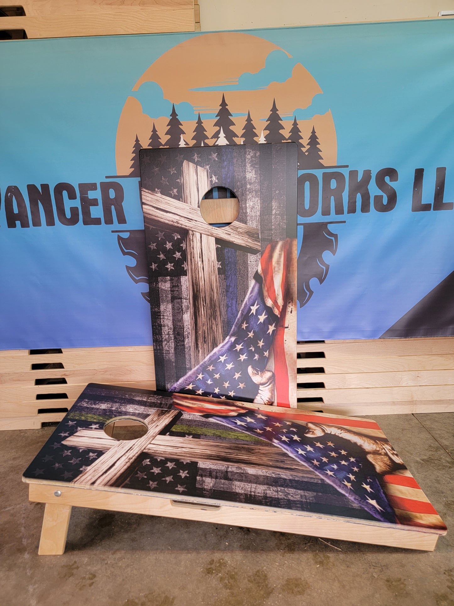 Patriotic Cross Cornhole Boards