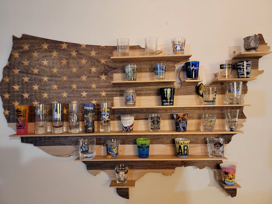 U.S. Flag Shot Glass Display