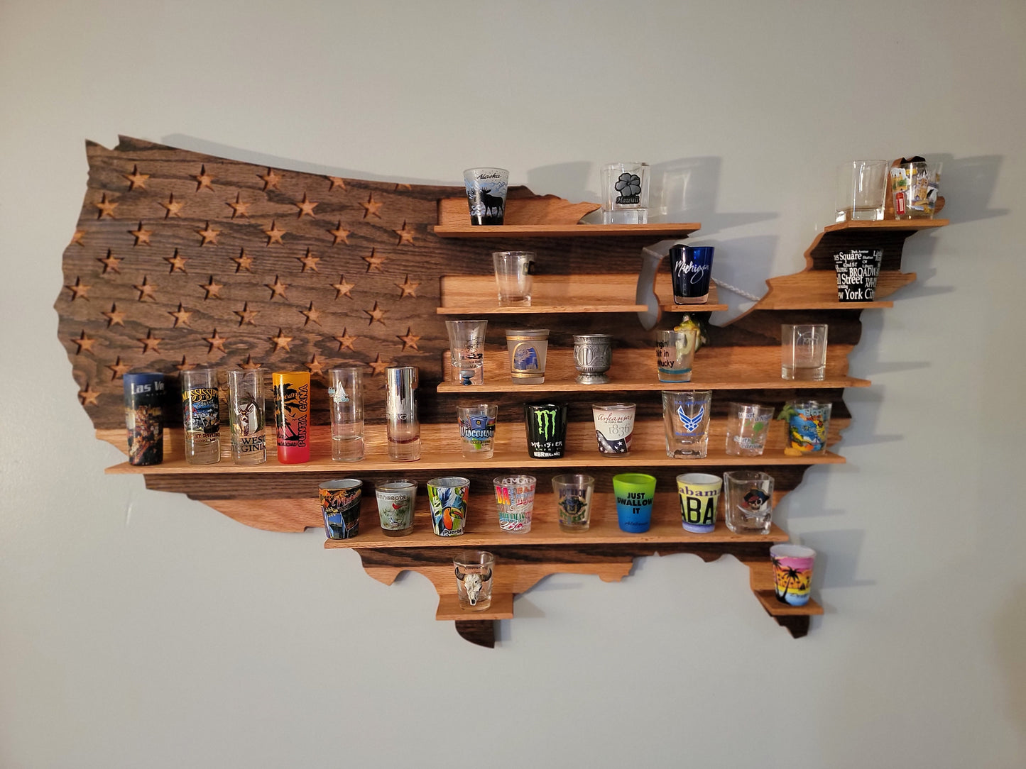 U.S. Flag Shot Glass Display