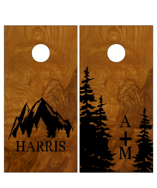 Mountain & Trees Cornhole Boards