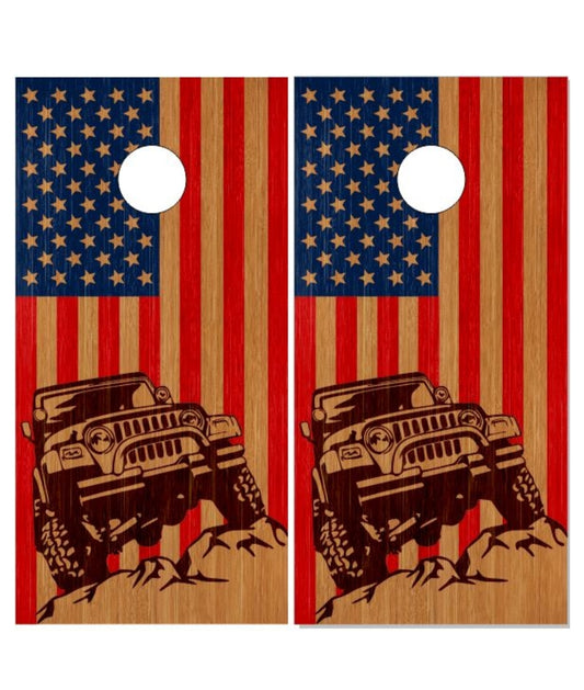 Jeep Patriotic Cornhole Boards