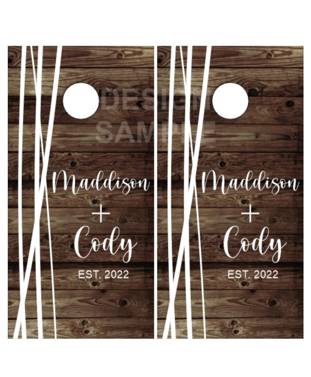 Wood Boards White Lines Cornhole Boards